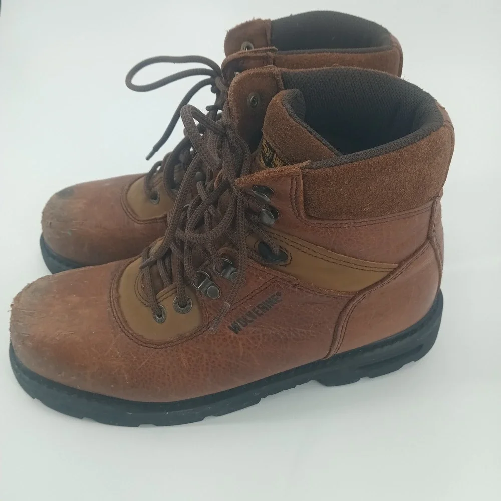 Wolverine Mens Brown Leather 6 Inch Work Boot Lace Up Utility Steel Toe Sz 10EW